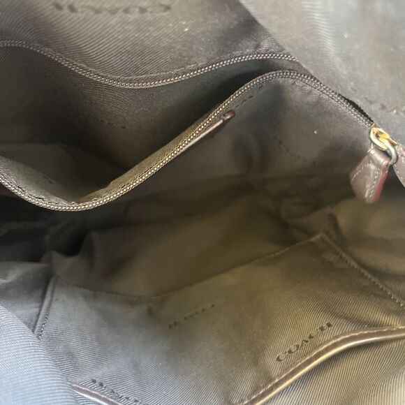 COACH Women's Signature Canvas Brown Leather Duffle Handbag Classic Design - Picture 10 of 16